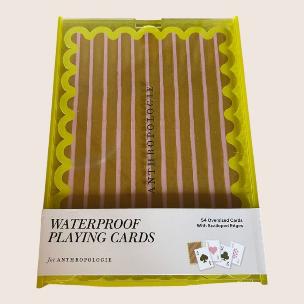 ♣️ ANTHRO OVERSIZED JUMBO SCALLOP EDGE PLAYING CARDS STRIPED WATERPROOF NWT - Picture 3 of 6